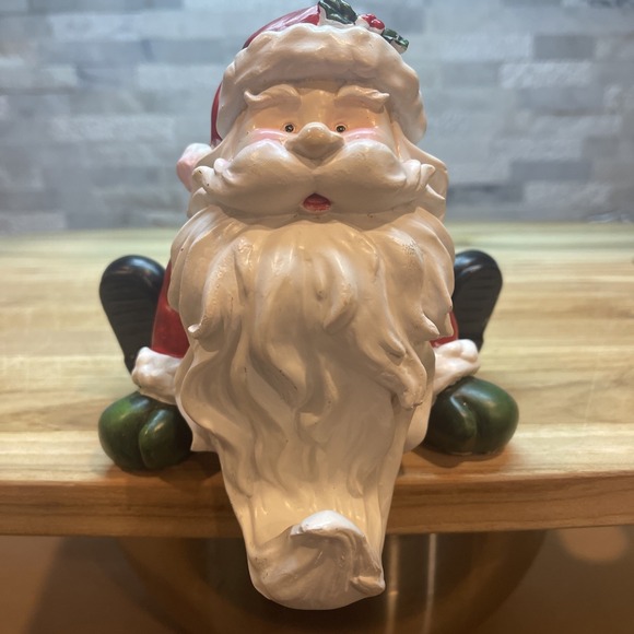 The Unbranded Brand Other - Santa Claus Stocking Holder Mantle Sitter Beard Hook Christmas Decor Red Resin